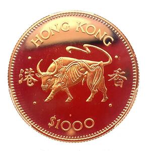  香港 牛 干支金貨 コイン 1985年 1/2オンス 22金 PCGS PR 68 イエローゴールド コイン GOLD コレクション 美品