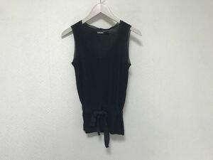 美品本物ダナキャランDKNYシルクノースリーブ VネックニットタンクトップレディースビジネススーツアメカジミリタリーM紺ネイビーP