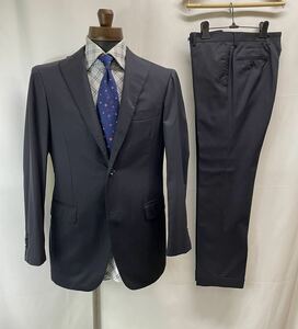 売切出品②日本製【RINGJACKET リングヂャケット】春夏向けウール アンコン仕立てネイビースーツ 52 50 L 濃紺無地 lardini beams好きに◎