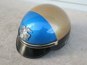 セーフティジャパン POLICE ポリス 半ヘルメット Mサイズ 半キャップ 半帽 ポリヘル 美品 当時物 PSCマーク ハーレー DICモールディング
