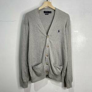 ☆送料無料☆RALPH LAUREN ☆ラルフローレン☆ワンポイントカーディガン☆メンズM☆グレー☆I22