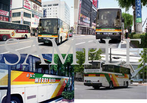 Ｆ【バス写真】Ｌ版４枚　広島電鉄　ブルーリボン　メリーバード