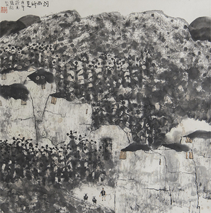 赵卫 1990年作 河西所見 鏡心 真作保証 中国 近現代絵画 現代美術
