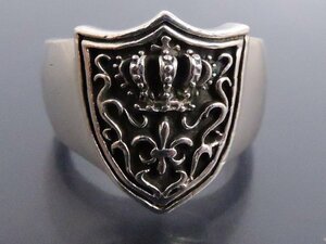 シルバー925 指輪 リング 王冠 リリー紋章 エンブレムデザイン 19号 重厚