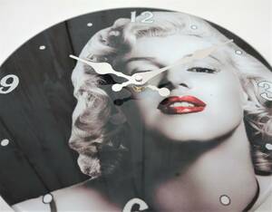 レトロコレクション　 ＊Marilyn Monroe　マリリンモンロー ＊ウォールクロック　インテリアクロック 　　壁掛時計　硝子製　丸形 径30cm　