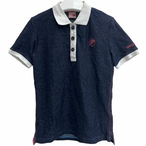 PARADISO / パラディーソ レディース 半袖ポロシャツ ゴルフシャツ ネイビー×ピンク×白 Mサイズ O-1487