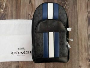 コーチ COACH PVC+レザー ボディバッグ ワンショルダーバッグ ブルー+ホワイト+ブラック メンズ 67249 保存袋付き 新品未使用