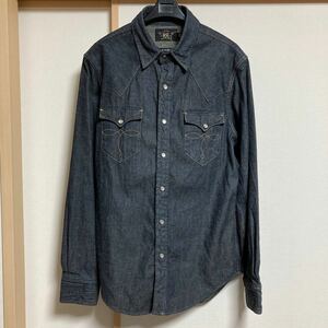 【極美品】RRL ダブルアールエル デニムウエスタンシャツ デニムシャツ インディゴ コンチョボタン Mサイズ ラルフローレン