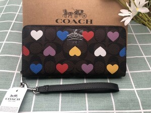 コーチ 長財布 財布 COACH プレゼント 贈り物 ストラップ付き ブランド レザー 新品 シグネチャー ブラック レディース ギフト ロゴ C341