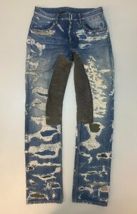 ☆GIVENCHY ジバンシー☆ 22AW「DESTROYED DENIM AND MOLESKIN」デストロイド デニム＆モールスキン ジーンズ ブルー