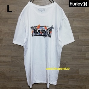 Hurley ハーレー ボタニカル ボックス ロゴ メンズ ウェア トップス 半袖 Tシャツ L サイズ 白 ホワイト 美品 アメカジ サーフ ブランド