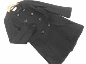 M-PREMIER エムプルミエ ウール100% ダブルボタン ノーカラー コート size34/黒 ◆■ ☆ djc0 レディース