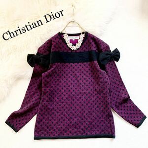 3点送料無料☆Christian Dior　クリスチャンディオール　vintage　ビンテージ　リボン　ニット　Ｍ