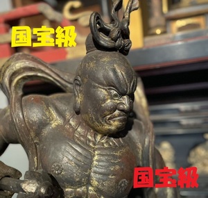 【国宝級】◆木造金剛力士像 阿形・吽形 仁王像 寺院収蔵品 高:101cm 仏像◆検）運慶 快慶 新羅仏 高麗仏 空海 親鸞 法然 最澄