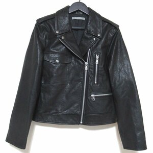 美品 23AW Theory luxe セオリー Harl Leather Sonny ラムレザー パデッド ダブル ライダースジャケット 03-3360907 40サイズ ブラック