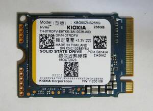 ◎中古 KIOXIA SSD NVMe 256GB PCle Gen4×4 KBG50ZNS256G 使用時間:1時間 電源投入回数:14回