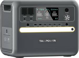 新品　TALLPOWER ポータブル電源 2400W 大容量 2160Wh/675000mAh リン酸鉄リチウム電池採用 1.5時間満充電 AC2400W(瞬間最大4800W) 