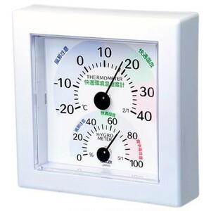 クレセル 快適環境温湿度計 壁掛け・卓上両用 ホワイト インフルエンザ 熱中症対策 温度計 湿度計 TR-100W 07-7735