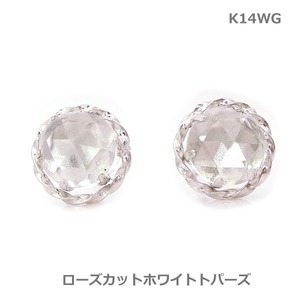 【送料無料】k14WGローズカットホワイトトパーズピアス■551713-290