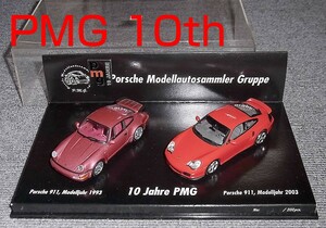 送料込み PMG別注 10th記念 1/43 ポルシェ 911 ターボ (964 996) レッド 1990 1999 TURBO