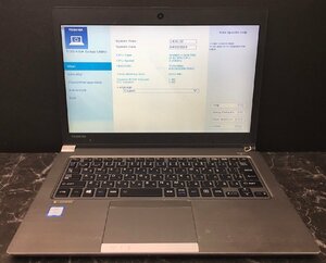 1円～ ■ジャンク 東芝 dynabook R63/M / 第8世代 / Core i3 8130U 2.20GHz / メモリ 8GB / SSD 256GB / 13.3型 / OS無し / BIOS起動可