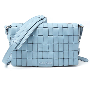 ミュウミュウ バッグ レディース NAPPA INTRECCIO ショルダーバッグ ウーブン ナッパレザー ASTRALE(ライトブルー) MIUMIU 5BD180 中古