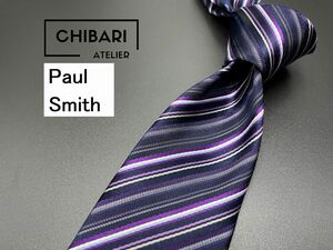 【超美品】PaulSmith　ポールスミス　レジメンタル柄　ネクタイ　3本以上送料無料　ネイビー　0502252