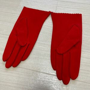 レザー グローブ 手袋 革 レディース 赤色 レッド サイズ21 未使用