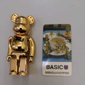 BE@RBRICK ベアブリック シリーズ14 R BASIC ベーシック ゴールド メタリック 100% メディコムトイ MEDICOMTOY カードあり