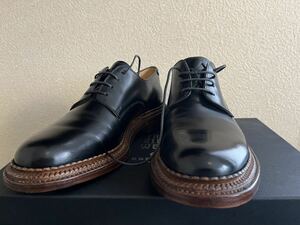 室内試着のみ美品★GRENSON TRIPLE WELT EVIE BLACK HI SHINE DERBY LEDO U.K7.5D（トリプルウエルト　グレンソン　英国靴）