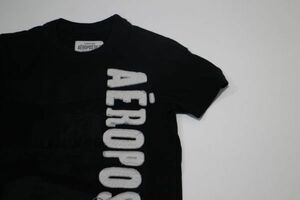 【古着レア美品AEROPOSTALE NYC刺繍ロゴTシャツXS黒】エアロポステールアメカジニューヨークアメリカ小さめサイズ