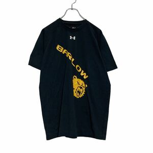 UNDER ARMOUR 半袖 プリント Tシャツ S ブラック イエロー アンダーアーマー BARLOW ベア 熊 スポーツ 古着卸 アメリカ仕入 a507-6433