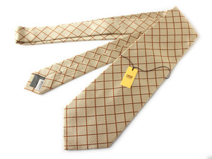 E17295 新品未使用タグ付き TAKEO KIKUCHI タケオ キクチ ネクタイ シルク100% 日本製 ベージュ×ブラウン メンズ スーツ ビジネス