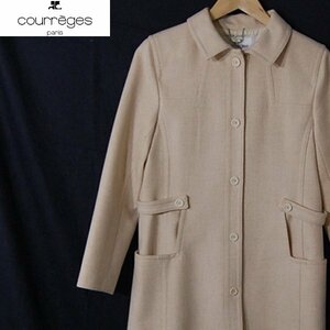 クレージュcourreges■アンゴラ＆カシミヤ混 ウール コート 日本製■9AR■ベージュ ※IW4412187