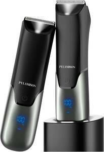 PYLAMISON ボディシェーバー メンズ VIOシェーバー 男性用 2段階変速 LEDディスプレイ IPX7防水 乾湿両用 ムダ毛処理 電気シェーバー 35