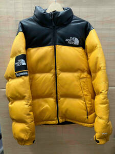 Supreme×THE NORTH FACE ／シュプリーム/ザノースフェイス/Leather Nuptse Jacket／レザーヌプシジャケット/yellow/イエロー/M/used/17FW