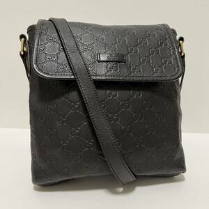 【0726】極美品 GUCCI グッチ ショルダーバッグ ポシェット 斜め掛け 肩掛け シマ GG柄 レザー ダークブラウン 黒系 メンズ レディース