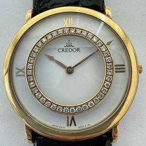 ★1円スタート★SEIKO セイコー CREDOR クレドール 18KT ダイヤインデックス メンズ 腕時計 8N70-6060 クォーツ 不動 白文字盤 中古品