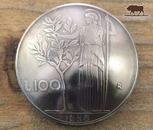 ●コンチョ ループ式　イタリア　100リラ　立像　27.5mm　コイン