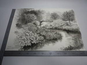 「川 ～ めざし（裏表描画）」水墨画【坂垣内 将泰】作者直筆原画「真作」P10号ハーネミューレ紙(経年保管品)【送料無料】00700155