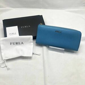 FURLA フルラ L字ファスナー 長財布 水色 ライトブルー 保存袋有 箱有 YS THKI