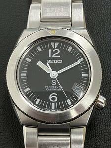 SEIKO S PERPETUAL CALENDAR セイコー 腕時計 黒文字盤 8F32-021 ジャンク品