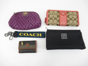 s60666-ap [送料950円]ジャンク◇COACH コーチ 財布 ポーチ チャーム 他ブランド ポーチ キーケース 5点セット まとめ売り [170-240518]