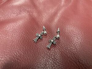 クロムハーツ ピアス クロス CHROME HEARTS ダガーハートフローラルネックレスペンダント 　silver シルバー　925 CH クロス　ファット