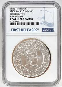 2022年 イギリス 英国君主 ヘンリー7世 5ポンド 2オンス プルーフ 銀貨 2oz NGC PF69 ULTRA CAMEO First Releases アンティークコイン