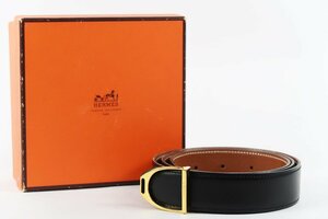 【美品】HERMES エルメス ベルト ゴールドバックル リバーシブル 90 高級レザー 〇Y刻【QA26】