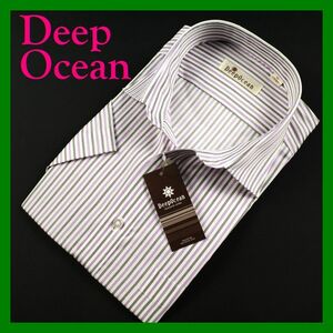 26Deep Ocean半袖レギュラーカラーシャツ 38 ストライプ白パープル他