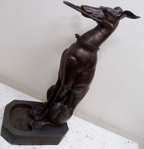 (☆BM)【感謝特別価格】銅製 ドーベルマン 傘立て 置物 高さ75.3㎝/18.8kg 犬 雌 動物 番犬 彫金 彫刻 像 アンティーク レトロ