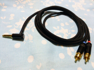 4.4mm5極 L字 SONY Walkman WM1ZM2 WM1AM WM1Z WM1A (抵抗入) → RCA×2 ライン入力 黒色 155cm 少し長め MOGAMI 2799 ZX707 ZX507 ZX300