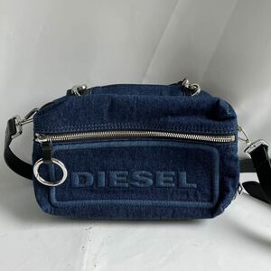 □【500円スタート】ディーゼル 3way クロスボディ ショルダー DIESEL FUTURAH Crossbody デニム ロゴ 肩掛け 斜め掛け スクエア